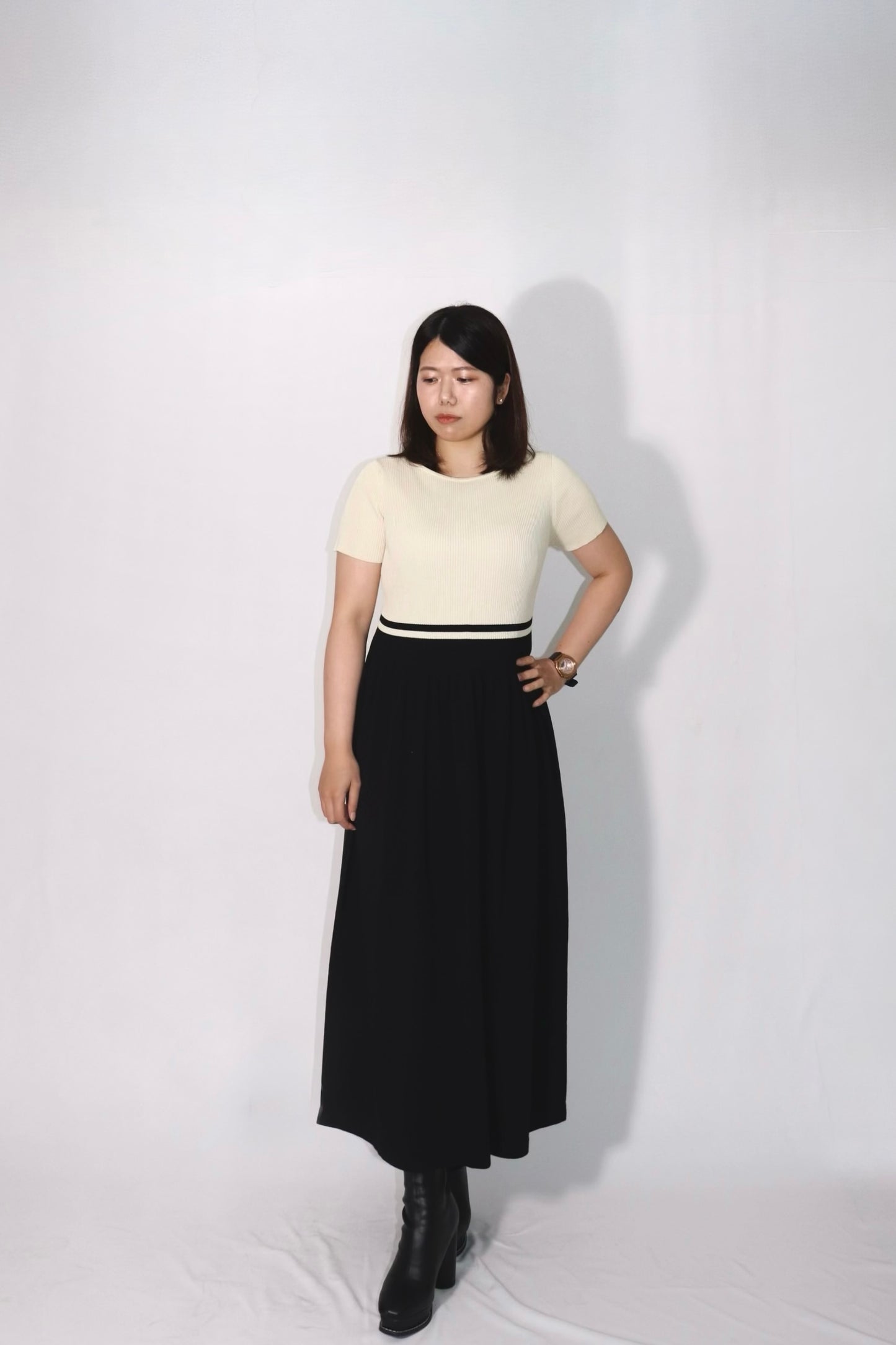 完全予約販売　(6/1~6/7)   7初~7中発送予定　配色ニットワンピース(11,000円税込み)