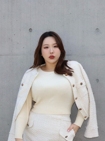 通常販売　4営業日以内に出荷　リブクルーネックニット　7,800円（8,580円税込み)