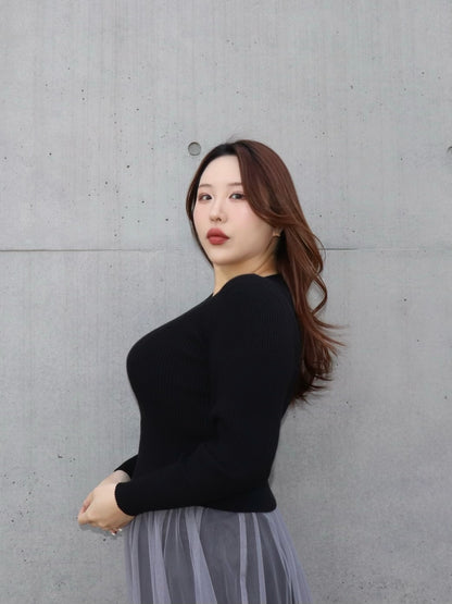 通常販売　4営業日以内に出荷　リブクルーネックニット　7,800円（8,580円税込み)