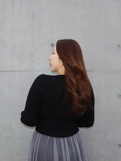 通常販売　4営業日以内に出荷　リブクルーネックニット　7,800円（8,580円税込み)