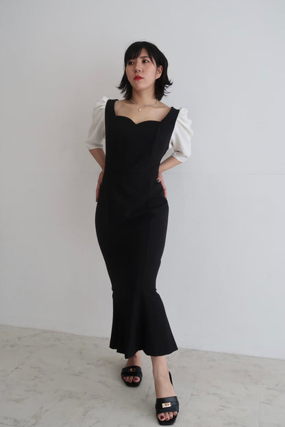 完全予約販売(7/26~8/1)   9末～10初発送予定　パフスリーブマーメイドワンピース　29,800円（32,780税込み）