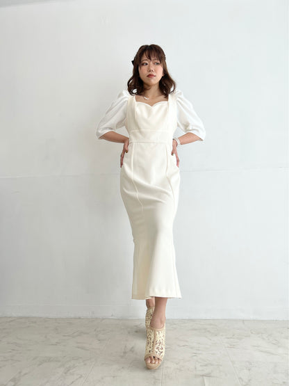 完全予約販売(7/26~8/1)   9末～10初発送予定　パフスリーブマーメイドワンピース　29,800円（32,780税込み）